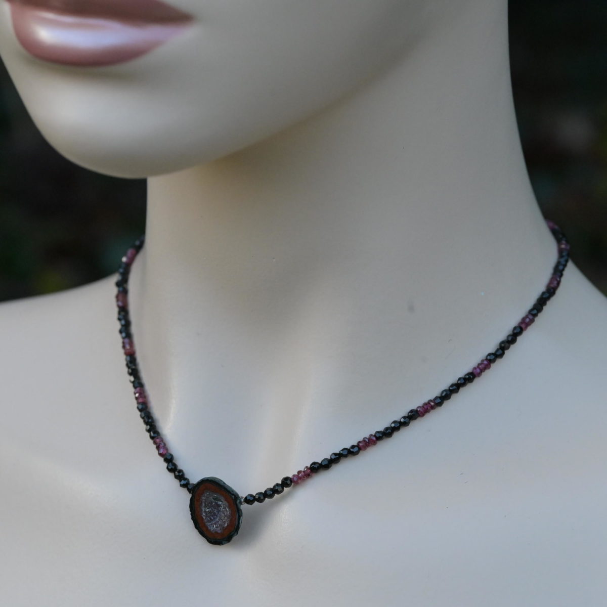 Onyx Splitter Kette 45cm - Echte Edelsteinkette Mit Karabinerverschluss